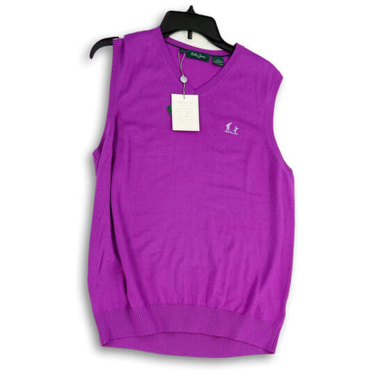 the NWT Mens Pink Sleeveless V-Neck Tight Knit Sweater Vest Size Medium | GoodwillFinds