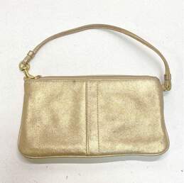 COACH Gold Metallic Leather Buckle Zip Wallet Wristlet alternative image