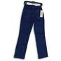 NWT Wrangler Womens Blue Denim Dark Wash 5-Pocket Design Straight Jeans Size 16R image number 2
