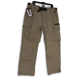 NWT Mens Beige Flat Front Pockets Straight Leg Cargo Pants Size XXL/32
