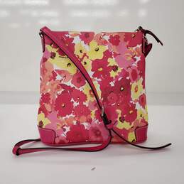 Dooney & Bourke Pink Floral Canvas Leather Trim Crossbody Bag w/COA alternative image