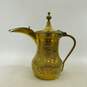 Vintage Etched Brass Tone Metal Arabic Middle Eastern Dallah Coffee Tea Pot image number 2