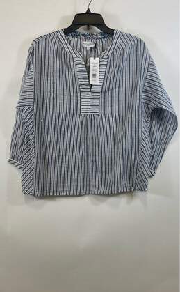 NWT Michael Stars Womens White Blue Striped Charlie Popover Blouse Top Size S