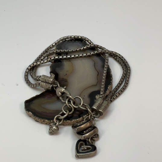 Designer Brighton Silver-Tone Multi-Strand Chain Heart Charm Bracelet image number 1