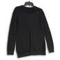 Womens Black Long Sleeve Lace-Up Neck Pullover Sweater Size Medium image number 2