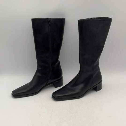 Stuart Weitzman Womens Black Leather Side Zip Tall Knee High Boots Size 6 image number 3