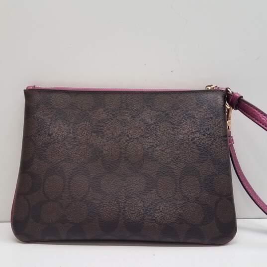 Coach Signature Gallery Pouch Brown Magenta image number 2