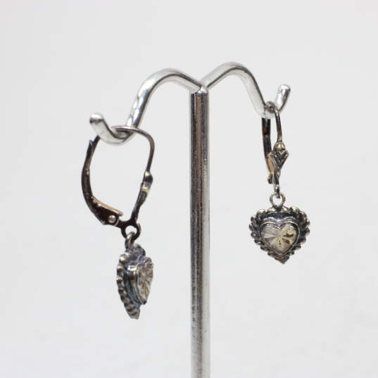 Beverly Hills Jewelry Signed Sterling Silver Heart Earrings - 1.9g image number 2