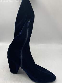 Zara Basic Womens Dark Blue Velvet Black Heel Knee High Zipper Tall Boots Sz 41 alternative image
