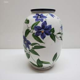 AUTHENTICATED TIFFANY & CO 8in FLORAL PAINTED CERAMIC VASE alternative image