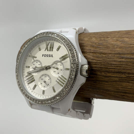 Designer Fossil AM 4494 Silver-Tone Round Chronograph Quartz Wristwatch image number 1