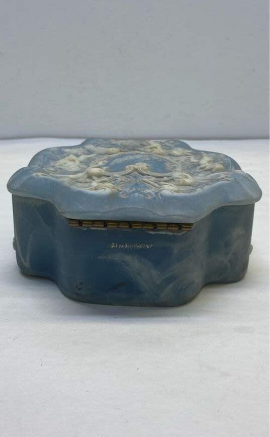 Vintage Incolay Blue Stone Hinged Jewelry Keepsake Box image number 5