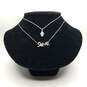 Hallmark Sterling Silver Melee Diamond Pendant Necklace Jewelry BD. 2pcs. 7.0g image number 1