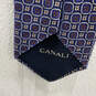 Mens Blue Geometric Print Silk Four In Hand Adjustable Designer Necktie image number 3