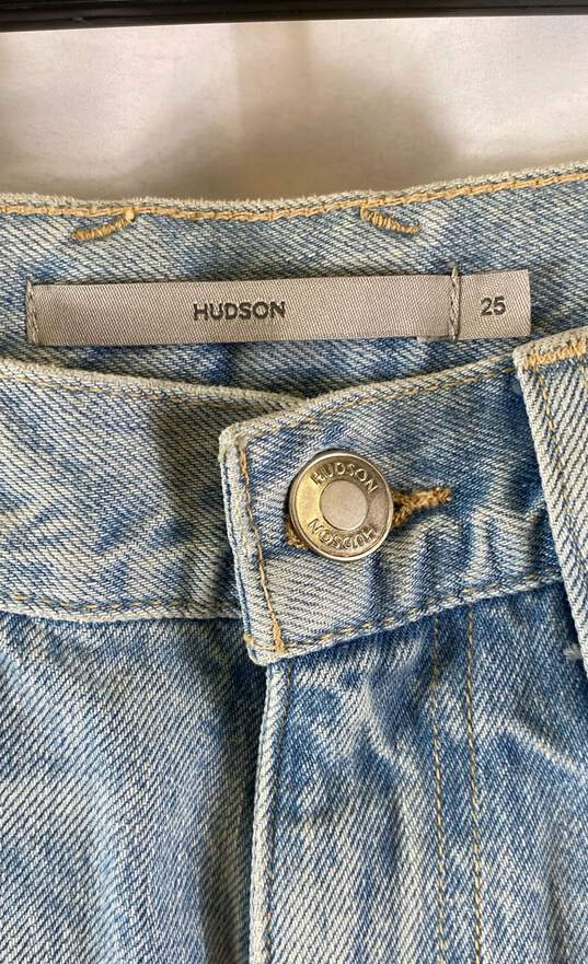 NWT Hudson Womens Blue Denim Pocket Mid Wash High Rise Wide-Leg Jeans Size 25 image number 3