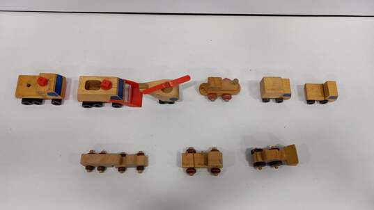 Bundle of 9 Vintage Mattel, The Montgomery Schoolhouse Inc, And Homemade Wooden Car and Truck Toys image number 3