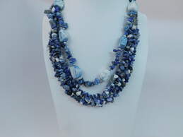 Artisan 925 & Silvertone Sodalite & Lapis Lazuli Beaded Necklaces & Flower Charm & Blue Glass Bracelet 162.3g alternative image
