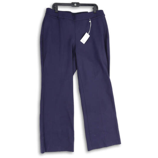 NWT Womens Navy Blue Elastic Waist Wide Leg Ankle Pants Size 14/16 Reg image number 1