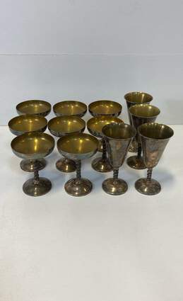 Lot of 12 Vintage Coups and Goblets by F.B. Rogers Spain Silver Plated Brass alternative image