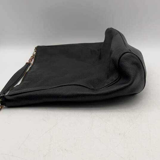 Tory Burch Womens Black Gold Semi Chain Strap Inner Zipper Pocket Tote Handbag image number 3