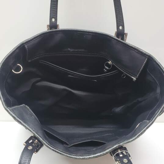 Coach East West Gallery Black Leather Tote Purse Bag image number 4