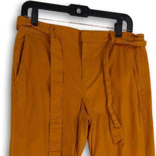 Buy the Womens Orange Flat Front Slash Pocket Tie Waist Paperbag