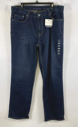 NWT Calvin Klein Mens Blue Cotton Blend Low Rise Pockets Straight Leg Jeans 38