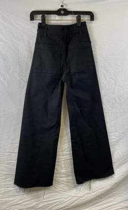 Zara Womens Black Pockets High-Rise Dark Wash Raw Hem Wide-Leg Jeans Size 0 alternative image