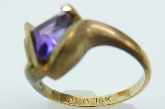 14K Yellow Gold Amethyst 0.04 CTTW Diamond Abstract Ring 3.7g image number 5