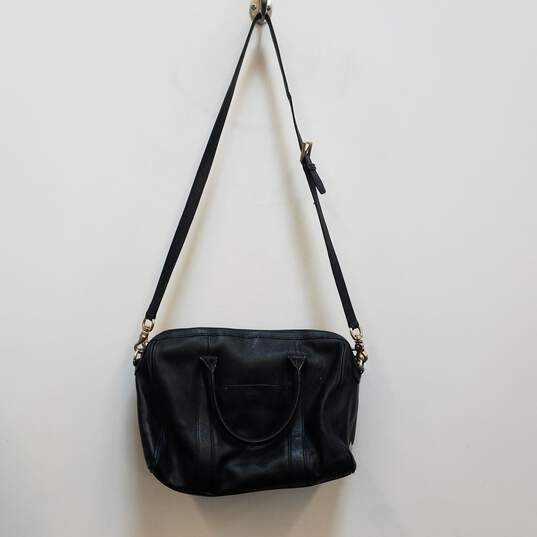 BOTKIER Black Leather Shoulder Zip Satchel Bag image number 2