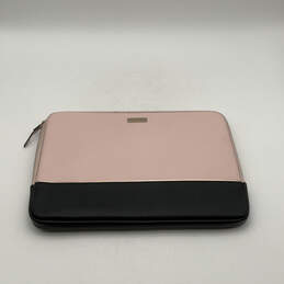 Mens Black Pink Saffiano Leather Padded Zipper Computer Sleeve Case alternative image