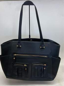 Madison West Black Faux Leather Tote Bag Purse