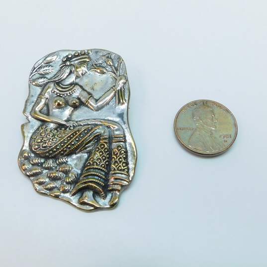 Vintage 835 Silver Two Tone Cleopatra Pendant Brooch 13.8g image number 3