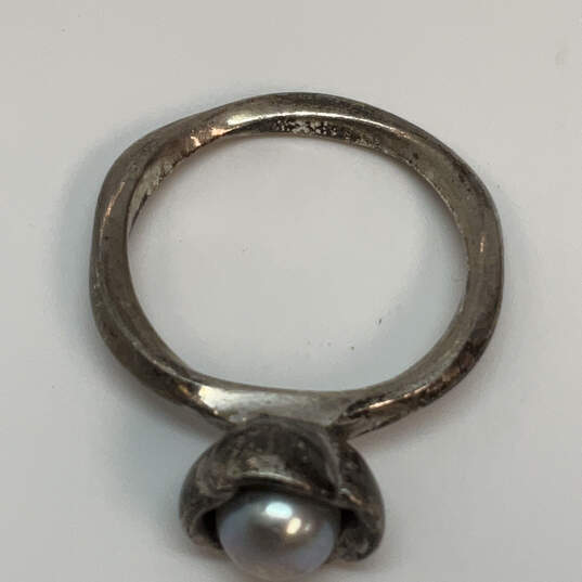 Designer Pandora 925 Sterling Silver Flower Shape Hammered Band Ring image number 4