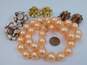 VNTG Orange Taupe Brown MOP & Faux Pearl Jewelry image number 10