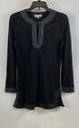 Tory Burch Womens Black Keyhole Neck Long Sleeves Casual Tunic Top Size X-Small image number 1