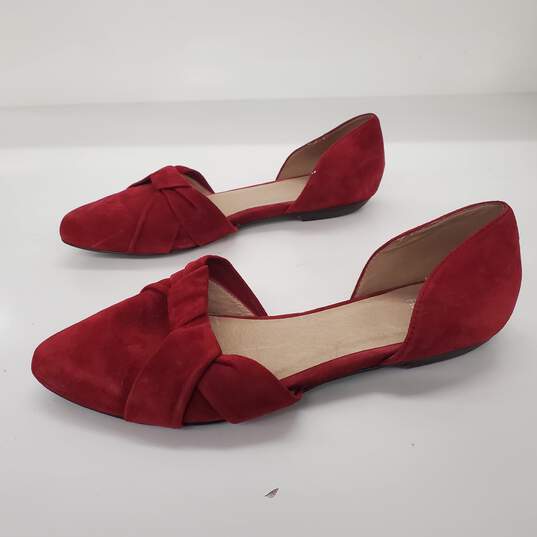 Eileen Fisher Women's Dark Red Suede D'Orsay Flats Size 10 image number 2