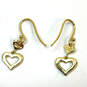 Designer Coach Gold-Tone Rhinestone Heart Fish Hook Drop Earrings image number 3