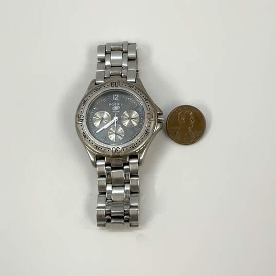 Designer Fossil Silver-Tone Chain Strap Round Dial Analog Quartz Wristwatch image number 1