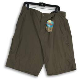 NWT Columbia Mens Dark Green Flat Front Omni-Shade UPF 30 Cargo Shorts Size 38