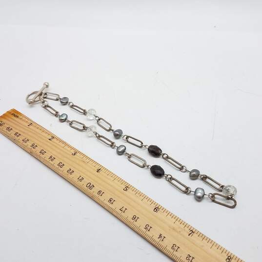 Sterling Silver Assorted Gemstone Paperclip Link 16" Toggle Necklace 20.8 g image number 4