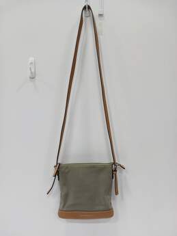 Tommy Hilfiger Gray/Brown Nylon & Leather Crossbody Bag