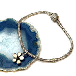 Designer Pandora S925 ALE Sterling Silver Snake Chain Flower Charm Bracelet
