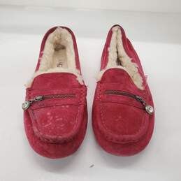 UGG Women's Ansley Charm Pink Suede Shearling Moccasin Slippers Size 9