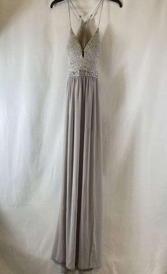 NWT Emerald Sundae Womens Gray Floral Sleeveless Back Zip Maxi Dress Size Small image number 1