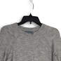 Womens Gray Heather Crew Neck Criss Cross Hem Pullover Sweatshirt Size XS image number 3
