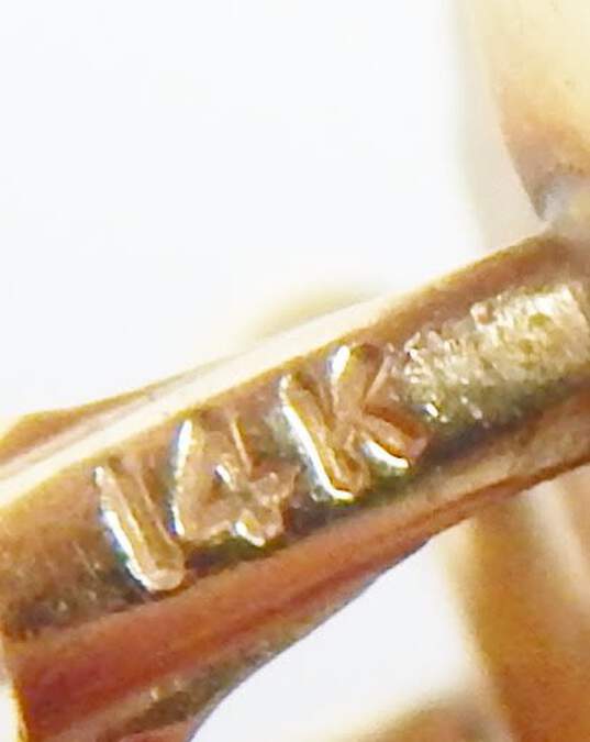 14K Gold White Blister Pearl Spiral Overlay Omega Clip Post Earrings 12.2g image number 5