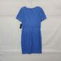 LAUREN Blue Cotton Blend Lace Short Sleeved Sheath Dress WM Size 4 NWT image number 2