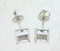 10K White Gold 0.08 CTTW Diamond Pave Square Stud Earrings 1.1g image number 4