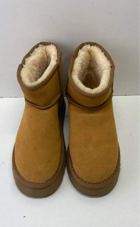 UGG Brown Suede Shearling Style Platform Boots Women's Size 11 image number 6